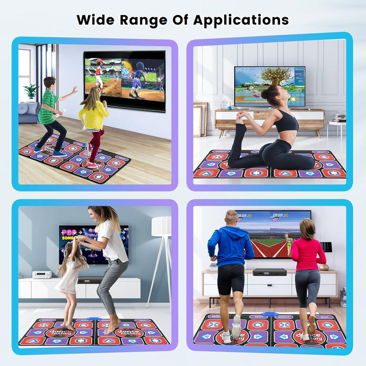 Tanzmatte Kinder Doppel, 12-Tasten Leucht-Tanzmatte mit Bluetooth, Dance Mat Interaktives Tanzspiel,