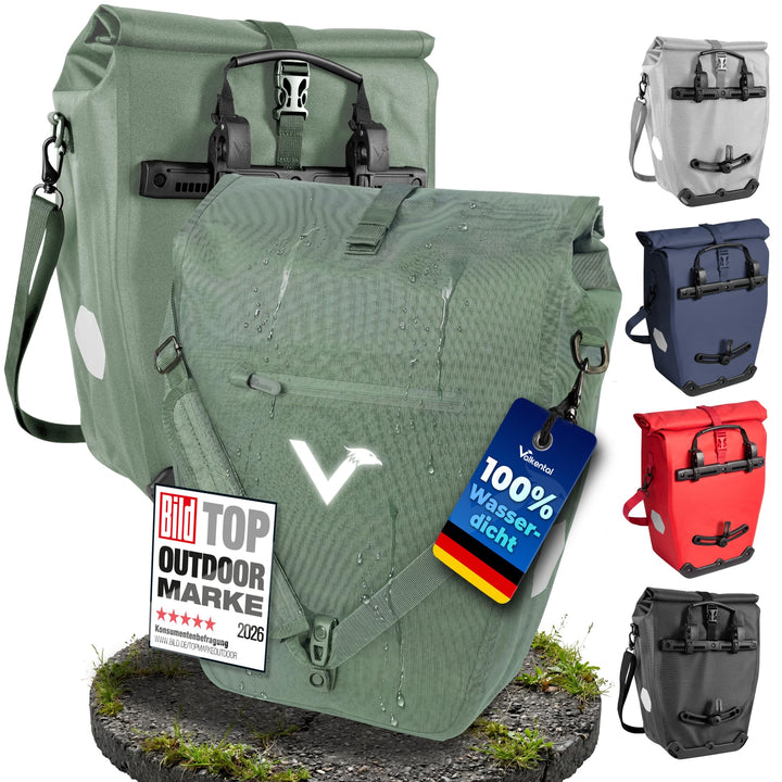 Valkental® 2in1 Reflektierende Gepäckträgertasche [28L] Abschliessbare Befestigung [PVC frei] Fahrra
