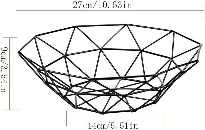 2 Stück Obstkorb Aus Metalldraht, Schwarz Openwork Metall Obstschale für Obst, Gemüse, Brot, Küchen