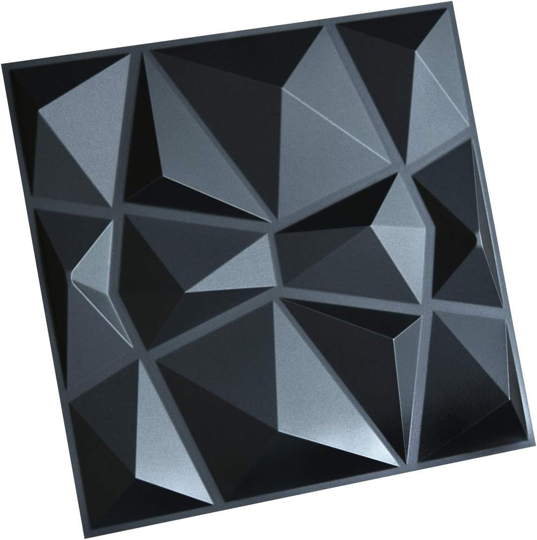 Art3d 3D-Verkleidung Strukturierte 3D Wandpaneele Wandgestaltung, Schwarzer Diamant, 50 * 50 cm (12e
