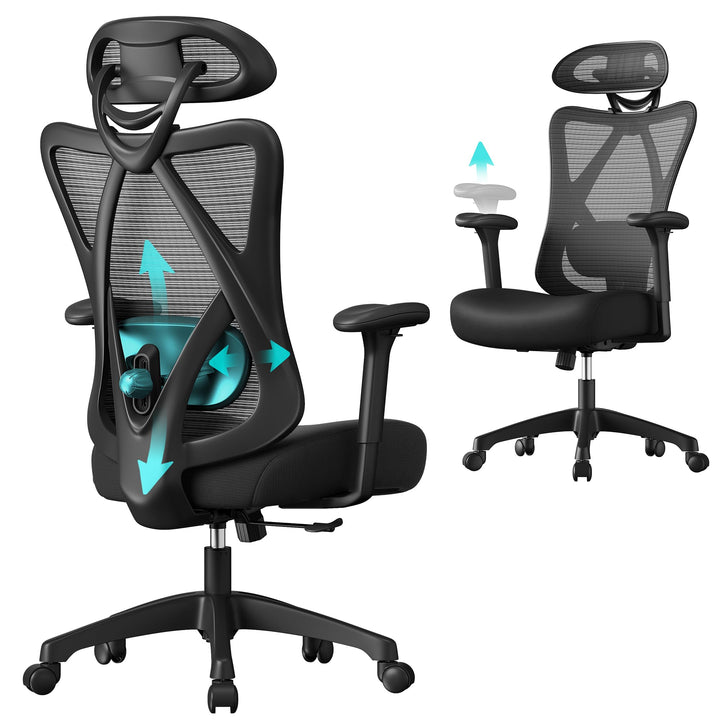 SONGMICS Bürostuhl, ergonomischer Schreibtischstuhl, Computerstuhl, Netzstuhl, verstellbare Lendenst