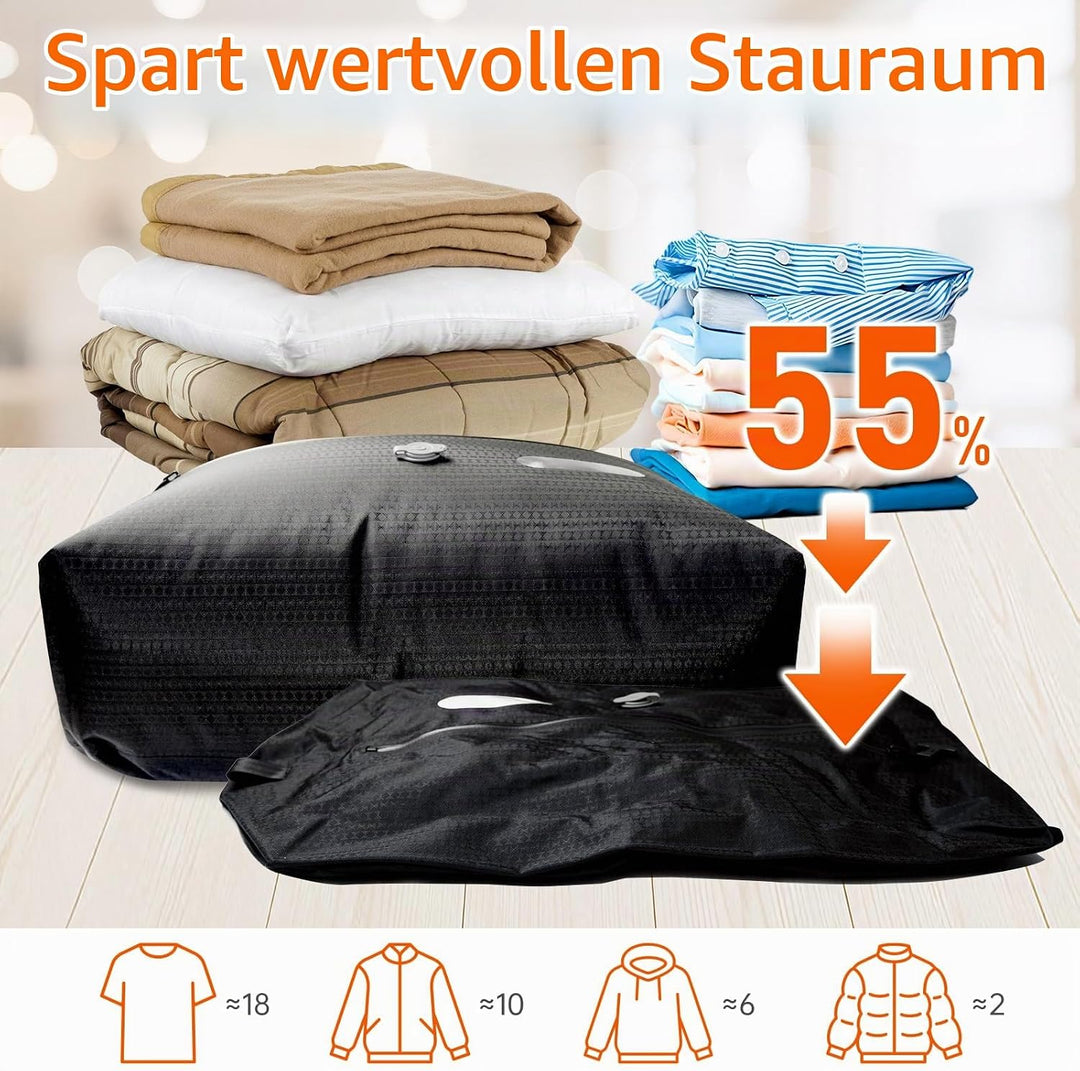 Vakuumbeutel für Kleidung Reise, Reise Vakuumbeutel mit Pumpe Kabelloser, 20 Zoll Handgepäck Vakuumb