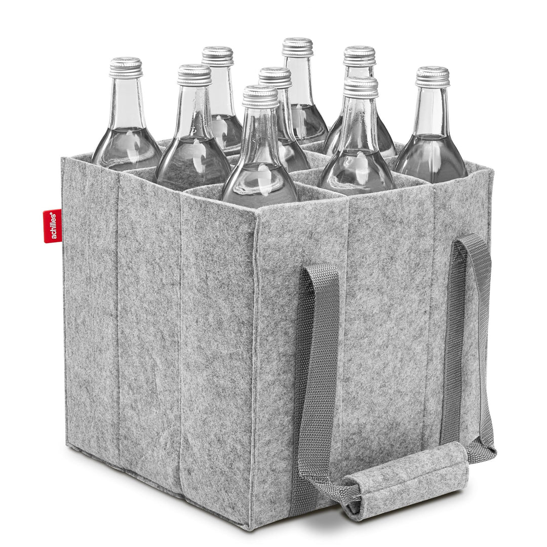 achilles Flaschentasche mit 9 Fächer, Auch für 1,5 Liter Flaschen, Flaschen Tasche aus Filz, 100% re