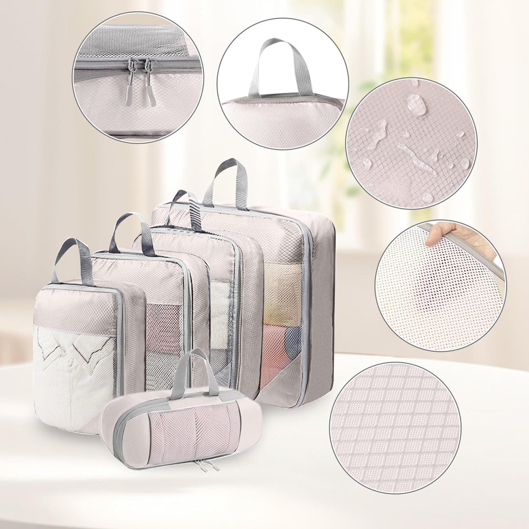 Kompressionspackwürfel für Koffer, 8 Stück erweiterbare Reisepackwürfel für Rucksack, ultraleichte R