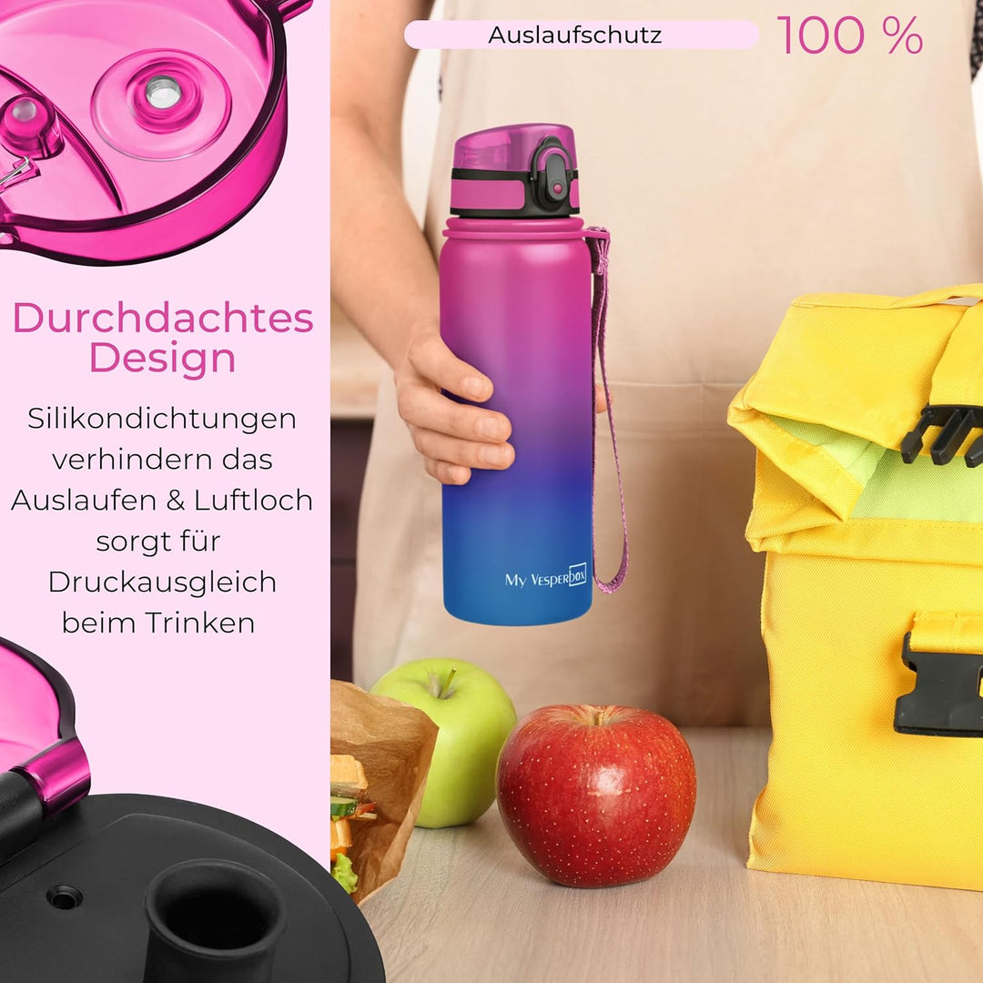 MY VESPERBOX® Edelstahl Thermosflasche Kinder [INK. STROHHALM & SIEB] - Isolierflasche für Jungen &