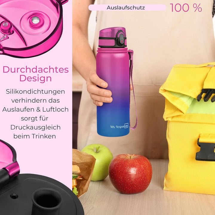MY VESPERBOX® Edelstahl Thermosflasche Kinder [INK. STROHHALM & SIEB] - Isolierflasche für Jungen &
