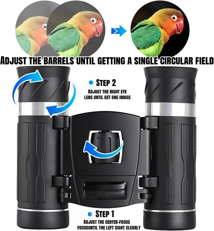 10x25 Kompaktes Fernglas,Faltbares Ferngla,Fernglas für Erwachsene und Kinder,Grosses Okular Einfach