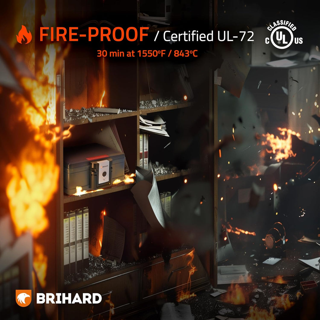Brihard zertifizierte Dokumentenkassette 2013, A5 - wasserdichte & feuerfeste Dokumentenbox mit Schl