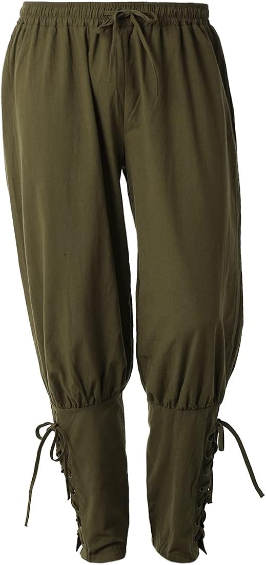 COSDREAMER Herren Mittelalterhose Wikinger Piraten Kostümhose Grau M M Grau, M Grau