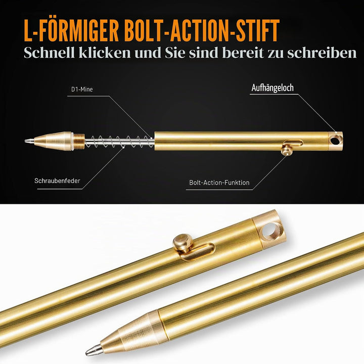 KeyUnity KP00 EDC Kugelschreiber Bolt Action Titan, Hochwertig Stift mit Minen, Taschenkugelschreibe