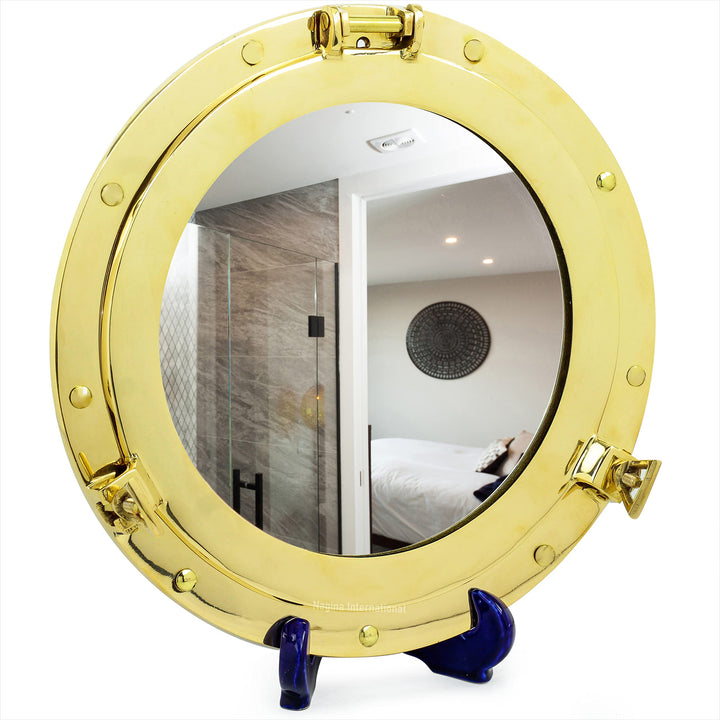 Moritz Bullauge Spiegel Nautik Messing Maritim Schiff Nostalgie Antik-Stil 30 cm rund