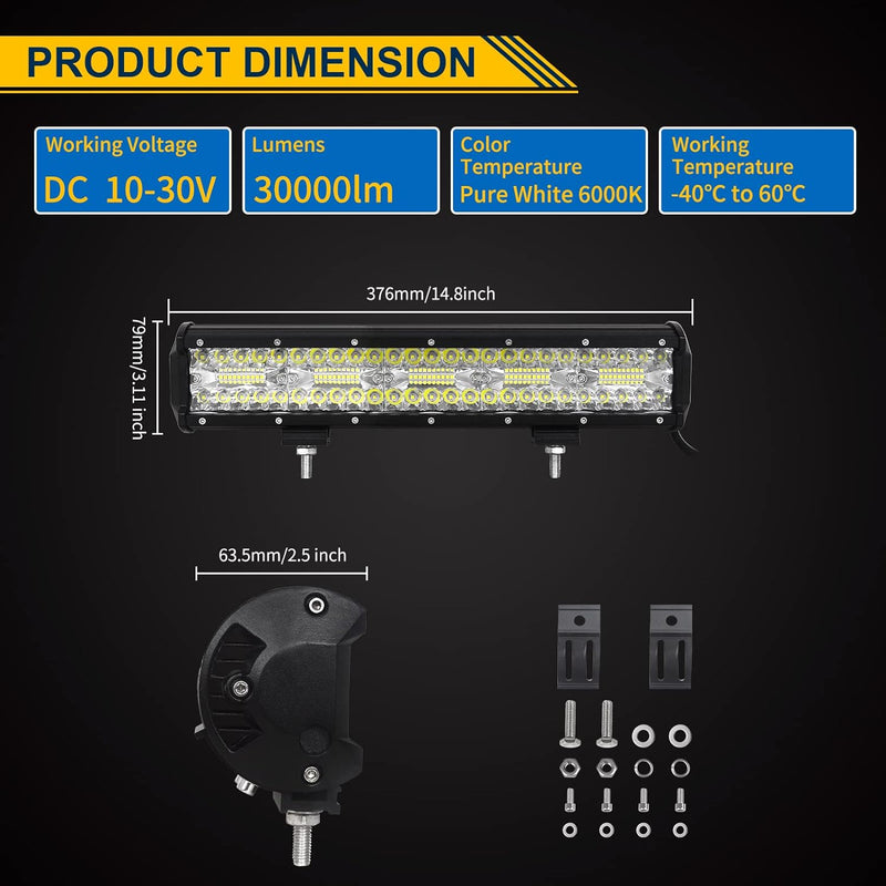 Willpower 15 Zoll 38CM 300W Led Arbeitsscheinwerfer Bar Led Scheinwerfer 12V 24V Wasserdicht Flutlic