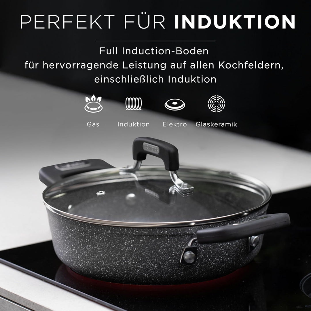 KASANOVA New Petra Dark Topf-Set – Töpfe und Pfannen für Induktion und Backofen bis 180°C, Antihaft-