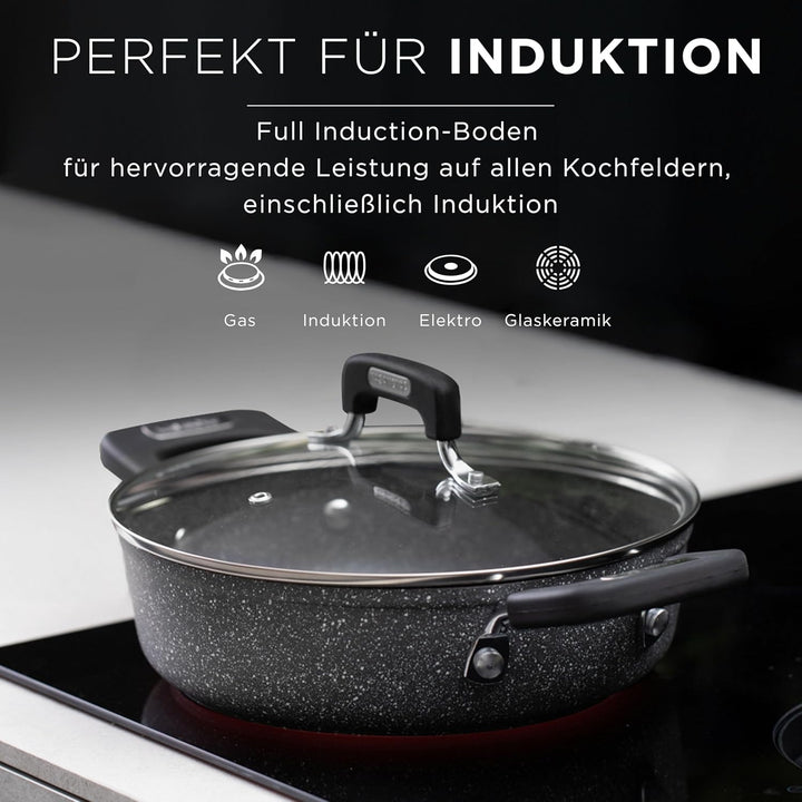 KASANOVA New Petra Dark Topf-Set – Töpfe und Pfannen für Induktion und Backofen bis 180°C, Antihaft-