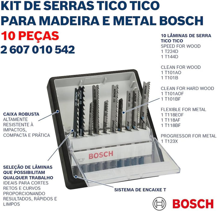 Bosch Accessories Professional 10tlg. Stichsägeblatt-Set Robust Line (Wood und Metal zum Sägen in Ho