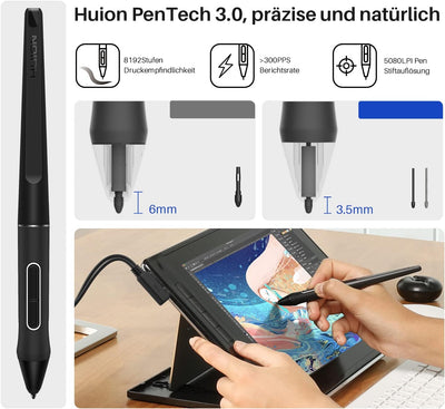 HUION Kamvas Pro 13 2.5K Grafiktablett mit Display, 13,3 Zoll Drawing Tablet, Dital Zeichentablett m