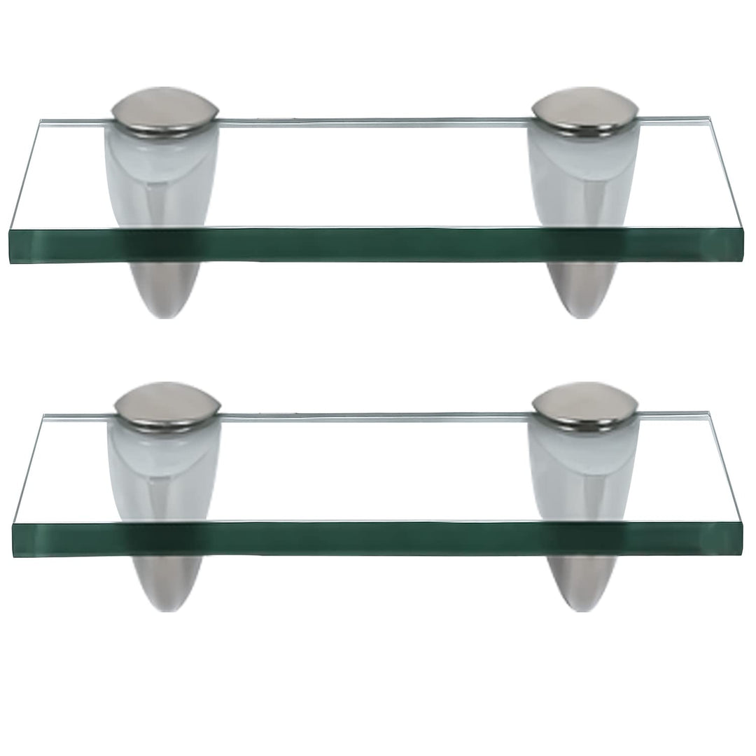 Randaco 2X Glasablage Glasregal, Glas Glasablage Klarglas mit Wandhalterung&8mm ESG Sicherheitsglas