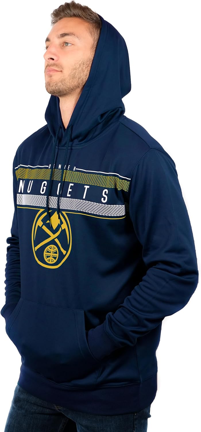 Ultra Game Herren Poly Midtown NBA Fleece Hoodie Pullover Sweatshirt Denver Nuggets M Blau, Denver N
