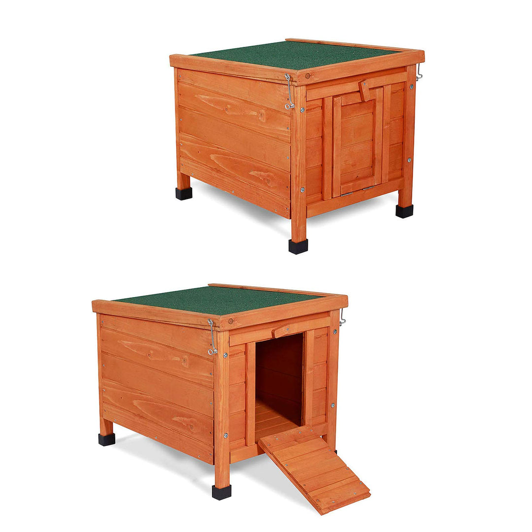 lionto Kaninchenstall aus Holz Kleintierhaus Outdoor Tierstall 43x43x52