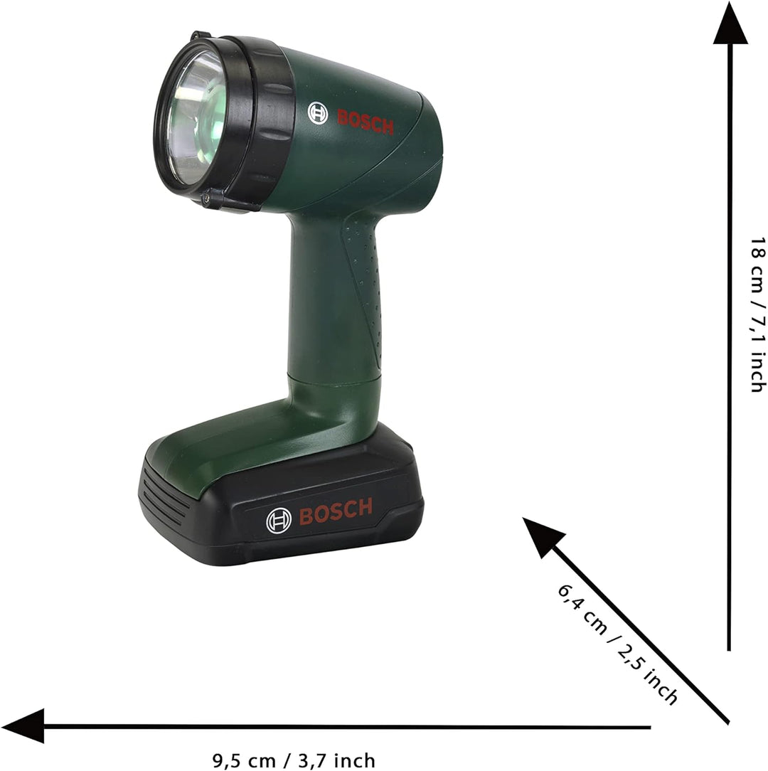 Theo Klein 8448 Bosch Akku-Lampe | Batteriebetriebene Lampe um 90 Grad drehbar | 4 Lichtfarben | Mas