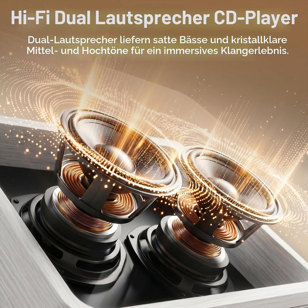 Gueray Tragbarer CD Player Bluetooth CD-Player mit Lautsprecher &amp; Radio &amp; Fernbedienung Unterstützt
