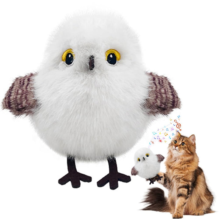 Katzenspielzeug selbstbeschäftigung – Weissmeise Flattervogel mit echtem Vogelgezwitscher,berührungs