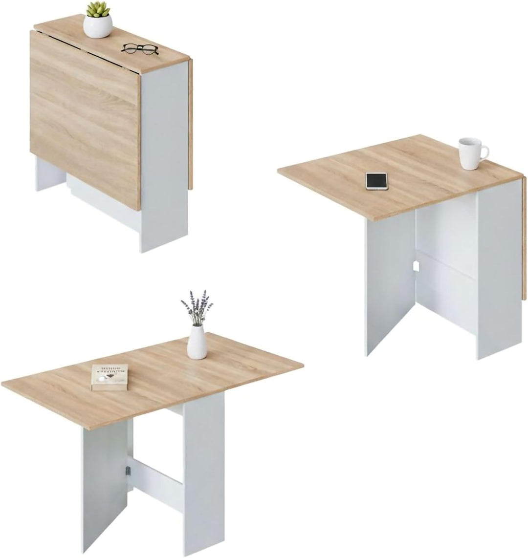 Dmora - Ausziehbarer Toledo-Tisch, klappbarer Esstisch mit klappbarer Platte, klappbarer Beistelltis