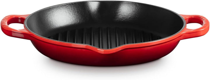 LE CREUSET Signature Hohe runde Grillpfanne aus Gusseisen, für alle Herdarten und Backöfen, 25 cm Ki