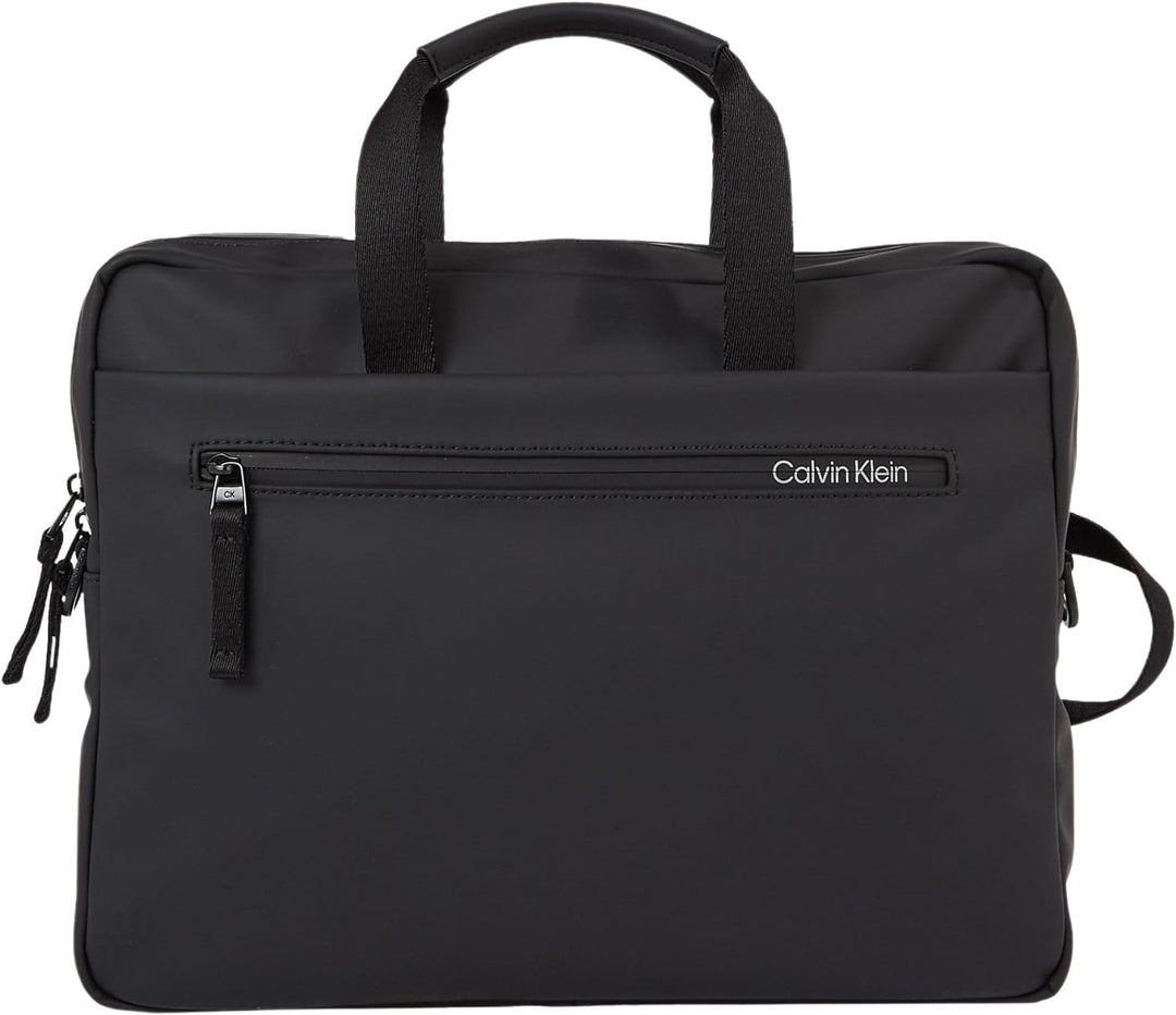 Calvin Klein Herren Gummierte, schlanke Laptoptasche Computertasche, Ck Schwarz