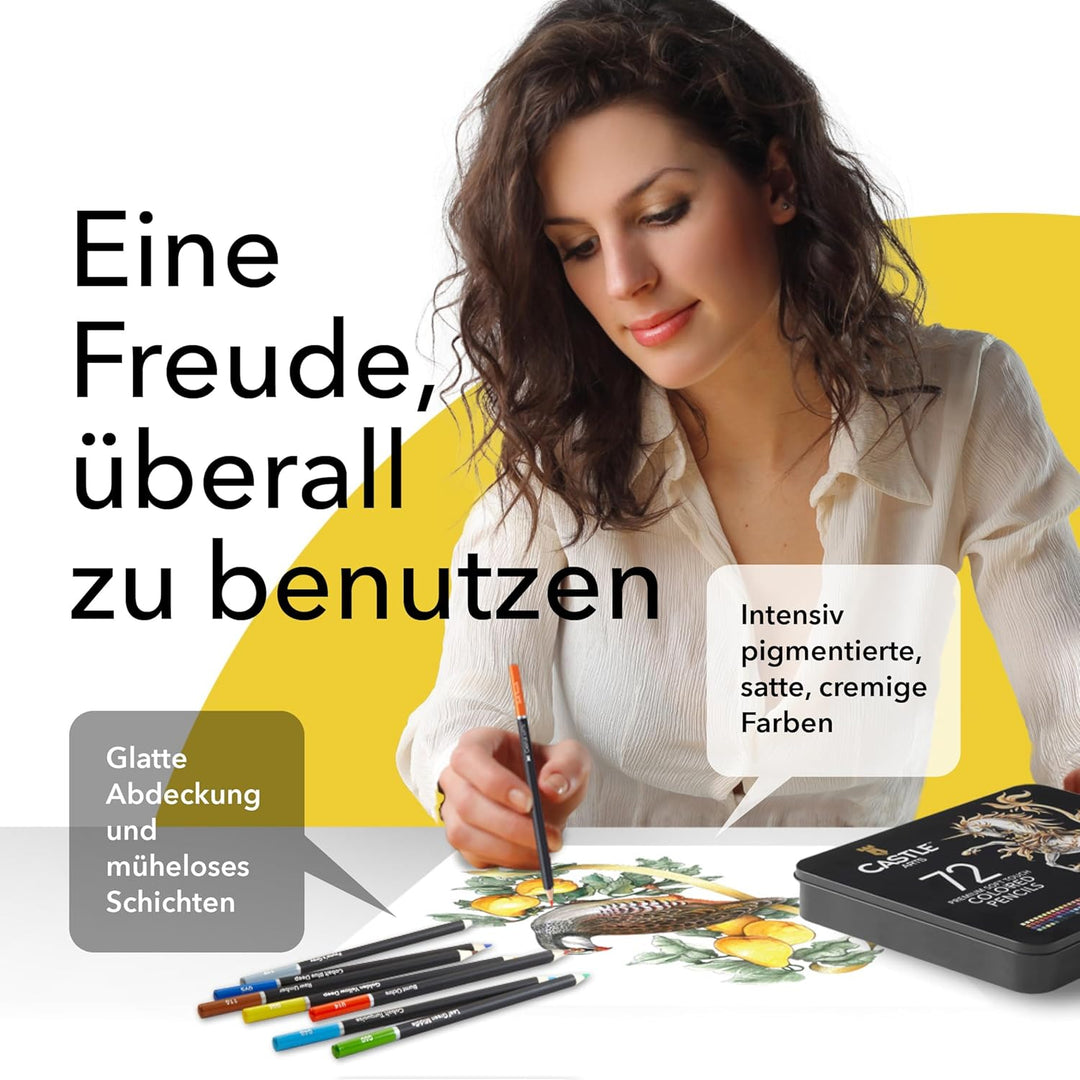 Castle Art Supplies 72 Buntstifte Set |Hochwertige Farbminen mit weichem Kern für erfahrene Künstler
