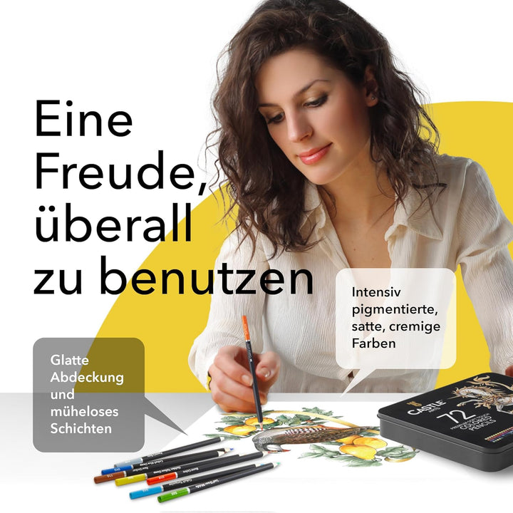 Castle Art Supplies 72 Buntstifte Set |Hochwertige Farbminen mit weichem Kern für erfahrene Künstler
