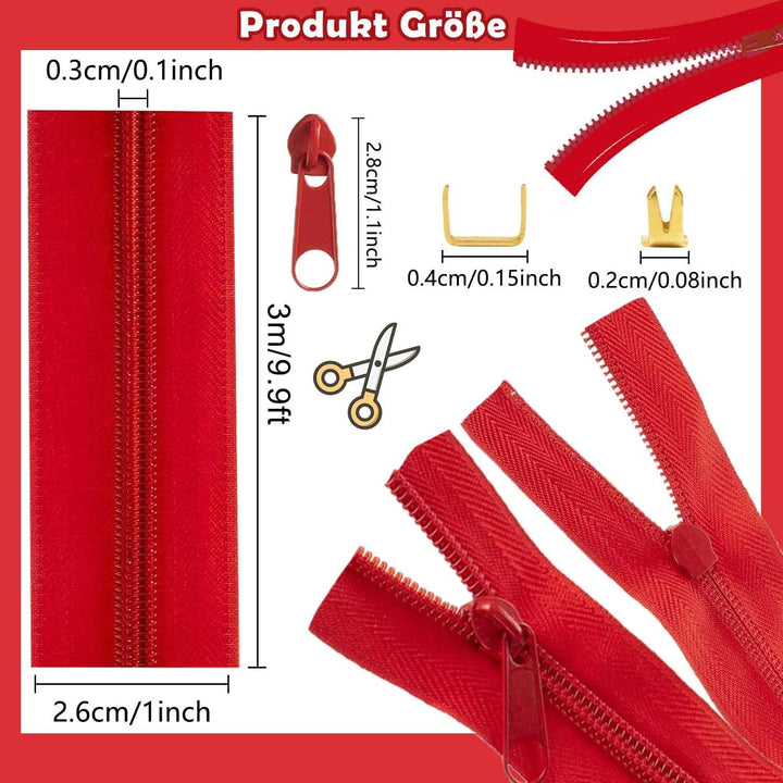 Duscdesp 60M 20 Farben Reissverschluss Endlosreissverschluss mit Zipper, DIY Reissverschluss Teilbar