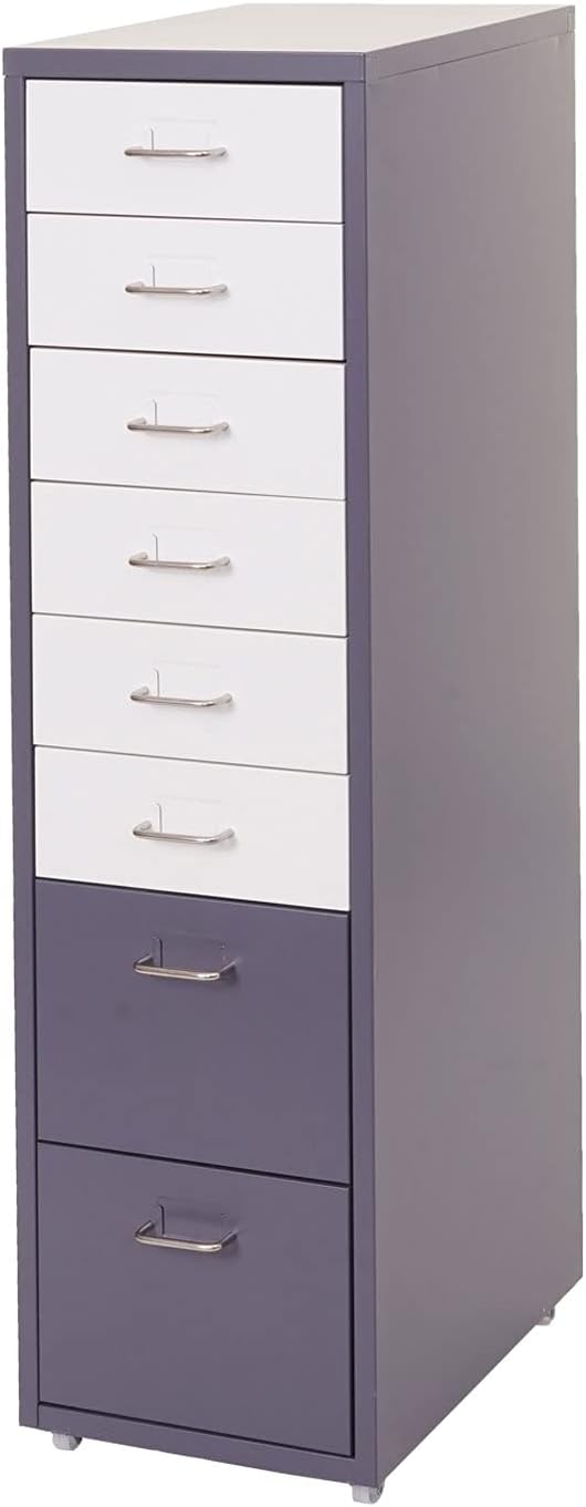 Mendler Rollcontainer Boston T851, Schubladenschrank Stahlschrank, 110x28x41cm 8 Schubladen - dunkel