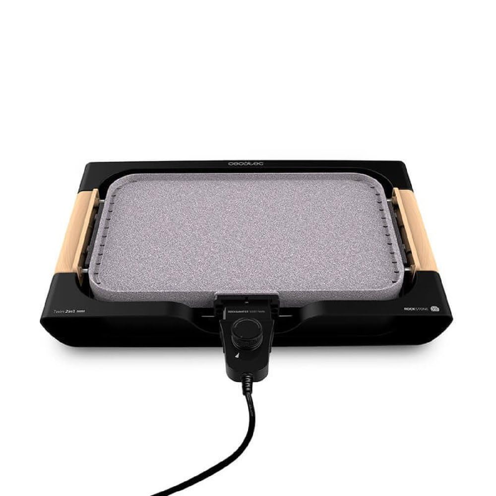 Cecotec Elektrische Grillplatte Rock&Water 2000.RockStone Steinverkleidung, Einstellbarer Thermostat