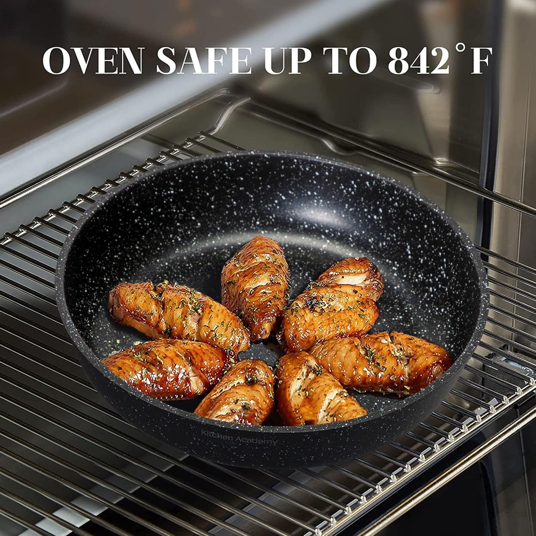 Kitchen Academy Pfannenset Abnehmbarer Griff - 10 Teilig Induktion Töpfe Set für alle Herdarten, Pfa