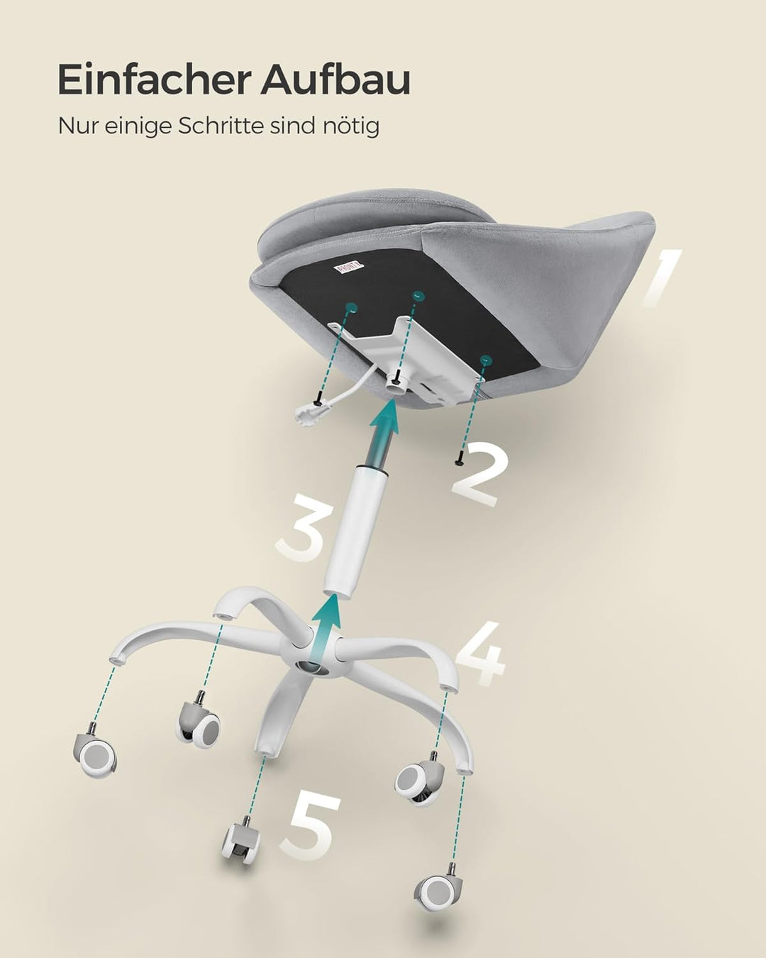 SONGMICS Homeoffice Stuhl, Drehstuhl aus Samt, Schreibtischstuhl, Schaumstoffpolsterung, höhenverste