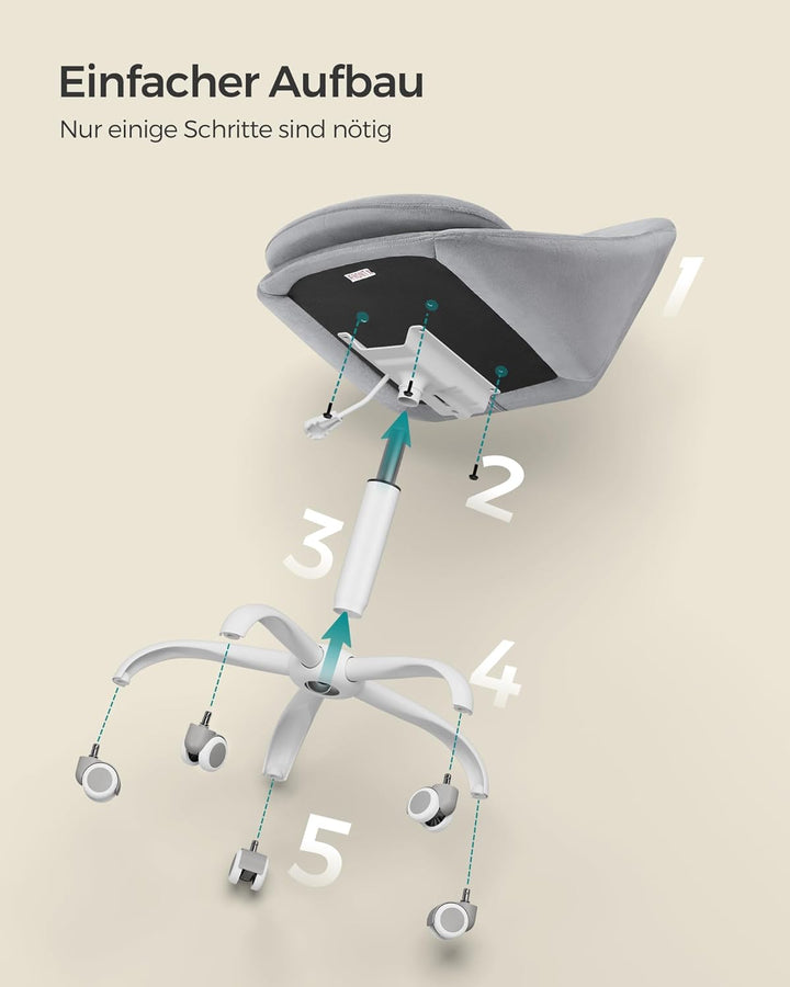 SONGMICS Homeoffice Stuhl, Drehstuhl aus Samt, Schreibtischstuhl, Schaumstoffpolsterung, höhenverste
