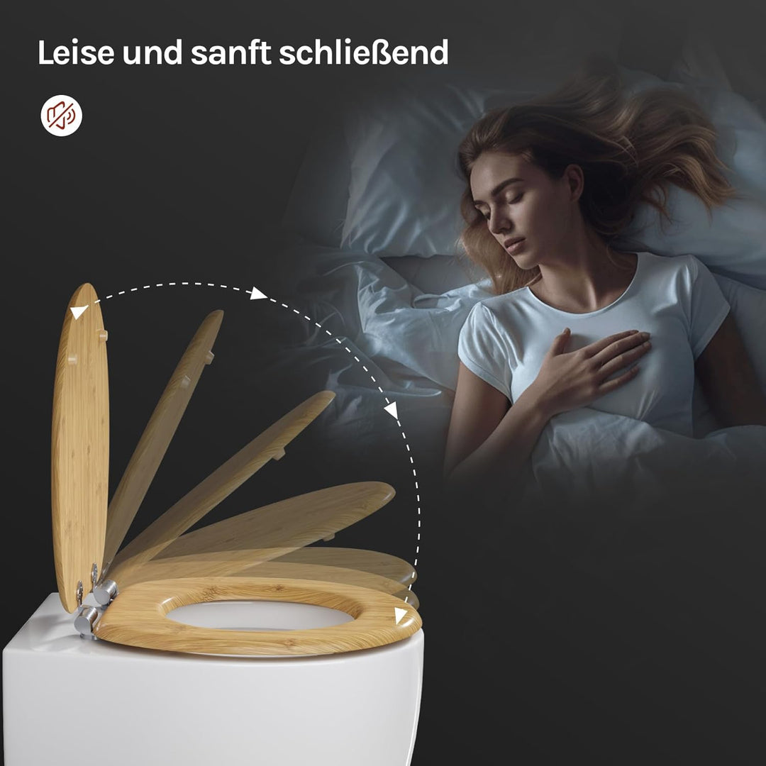 WOLTU #2 Premium WC-Sitz Toilettensitz mit Absenkautomatik, MDF Holzkern, Softclose Scharnier, Antib