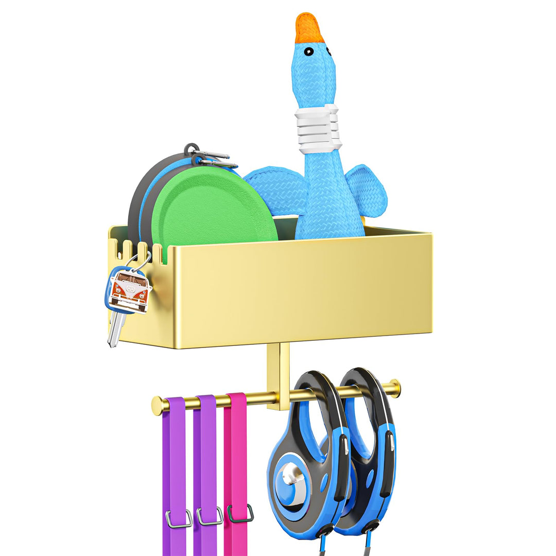 YYBO Hundegarderobe mit ablage, Hundeleinen Halterung Wand, Hunde Garderobe für Hundezubehör Hundele