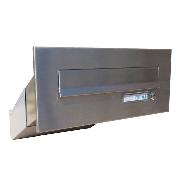 D-041 Edelstahl Mauerdurchwurf Briefkasten mit Klingel (Tiefe: 23-38 cm) - LETTERBOX24.de