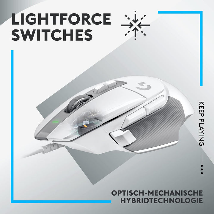 Logitech G502 X Kabelgebundene Gaming-Maus - LIGHTFORCE Hybrid optisch-mechanische Primärschalter, H