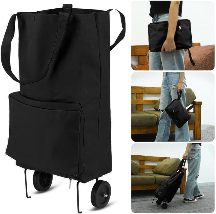 Einkaufstasche, 2 in 1 Einkaufstasche mit Rollen Faltbar, Faltbare Einkaufstrolley Tasche, Multifunk