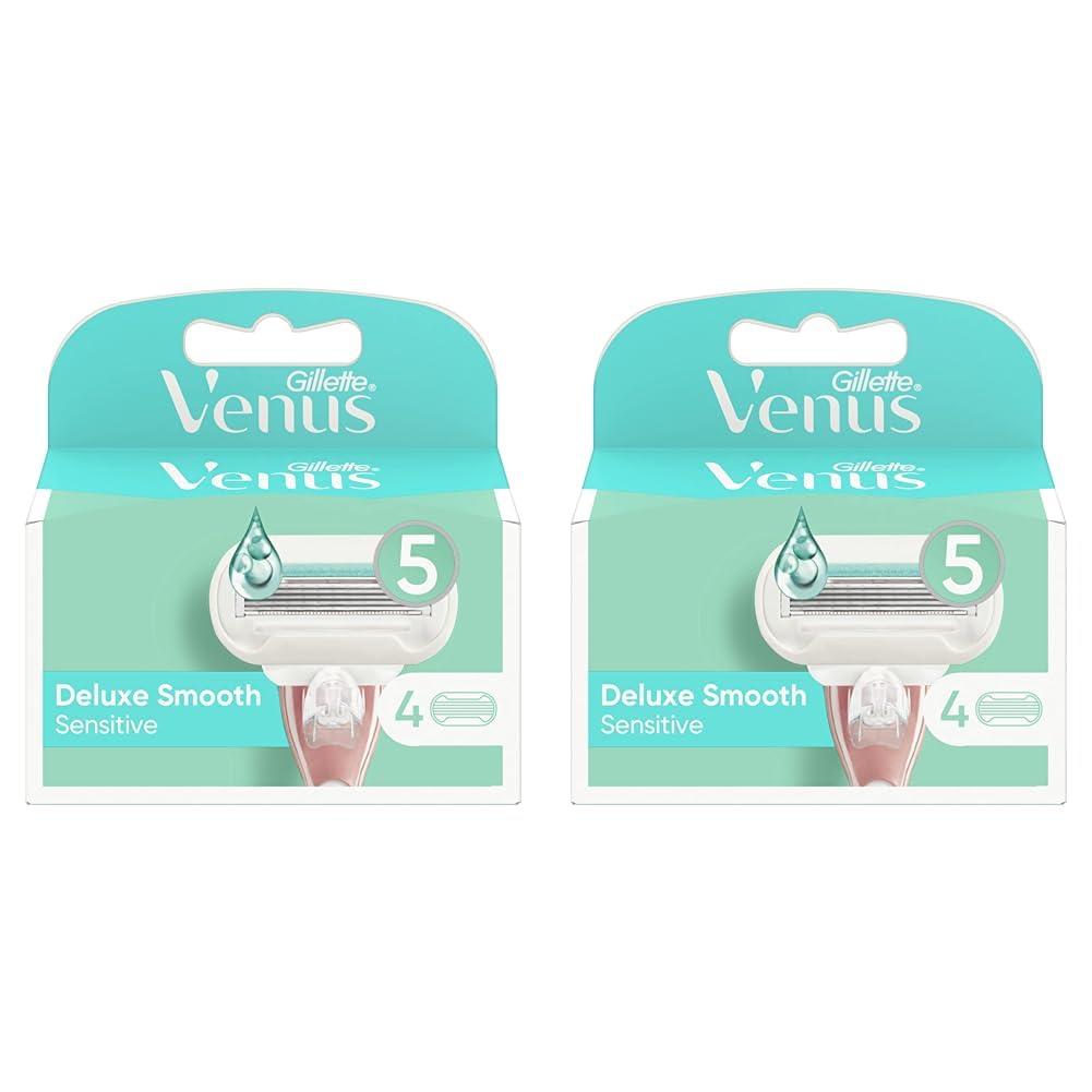 Gillette Venus Deluxe Smooth Sensitive Ersatzklingen für Damenrasiermaschine, (4 Stück), Maschinen E