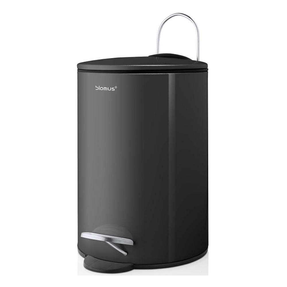 blomus -TUBO- Treteimer aus pulverbeschichtetem Stahl, Anthrazit, 3L Fassungsvermögen, Smart-Close-S