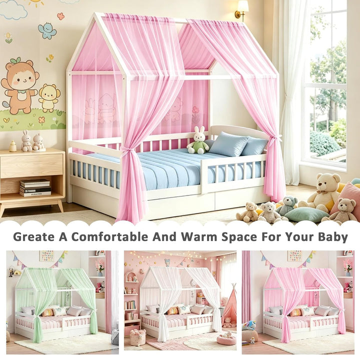 Hausbett-Himmel aus Milan-Veil, 2er Set – leichte Vorhänge für Kinderbett, geeignet für Mädchen &amp; Ju