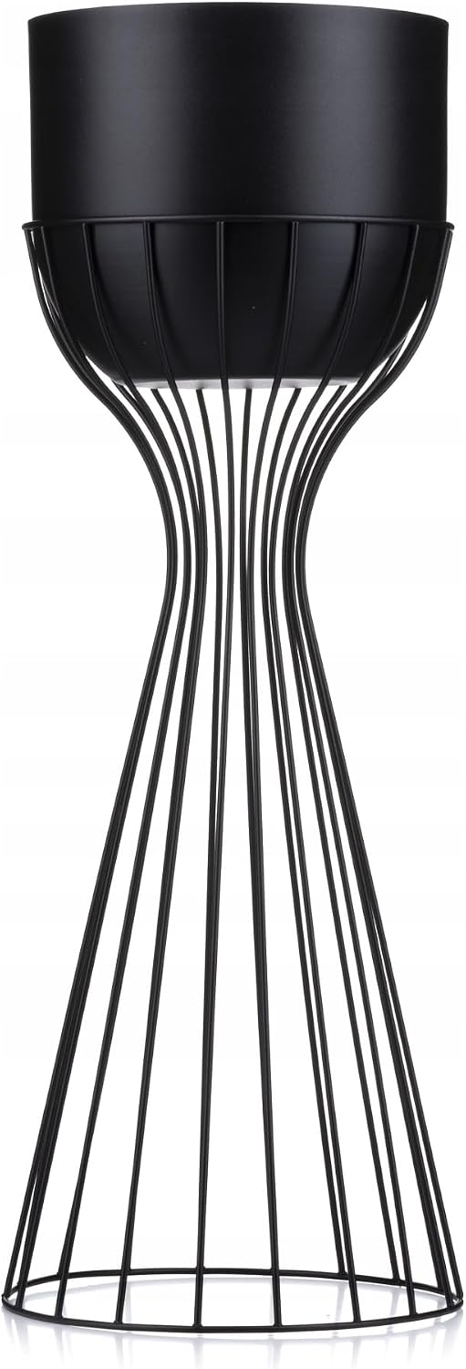 Moderne Blumenständer Metall 56 cm Hoch mit Schwarz Blumentopf Rund 18 cm Ø auf Robuste Ständer - Pf