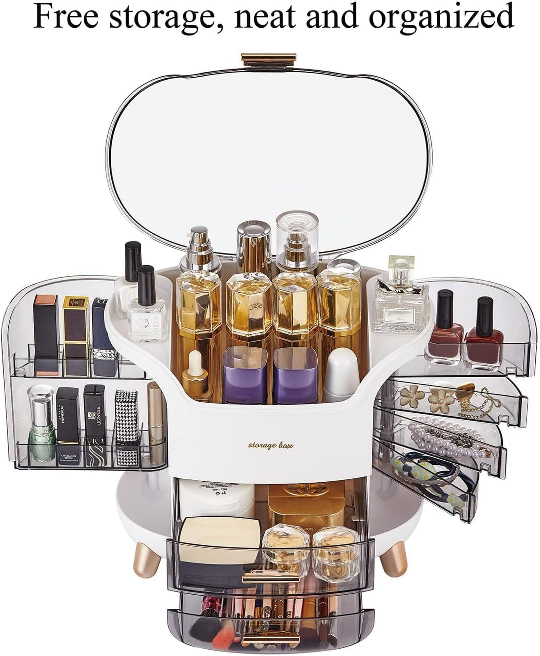 Make Up Aufbewahrung Cosmetic Organizer Kosmetik Schminktisch mit Deckel Schubladen Grosse Kapazität