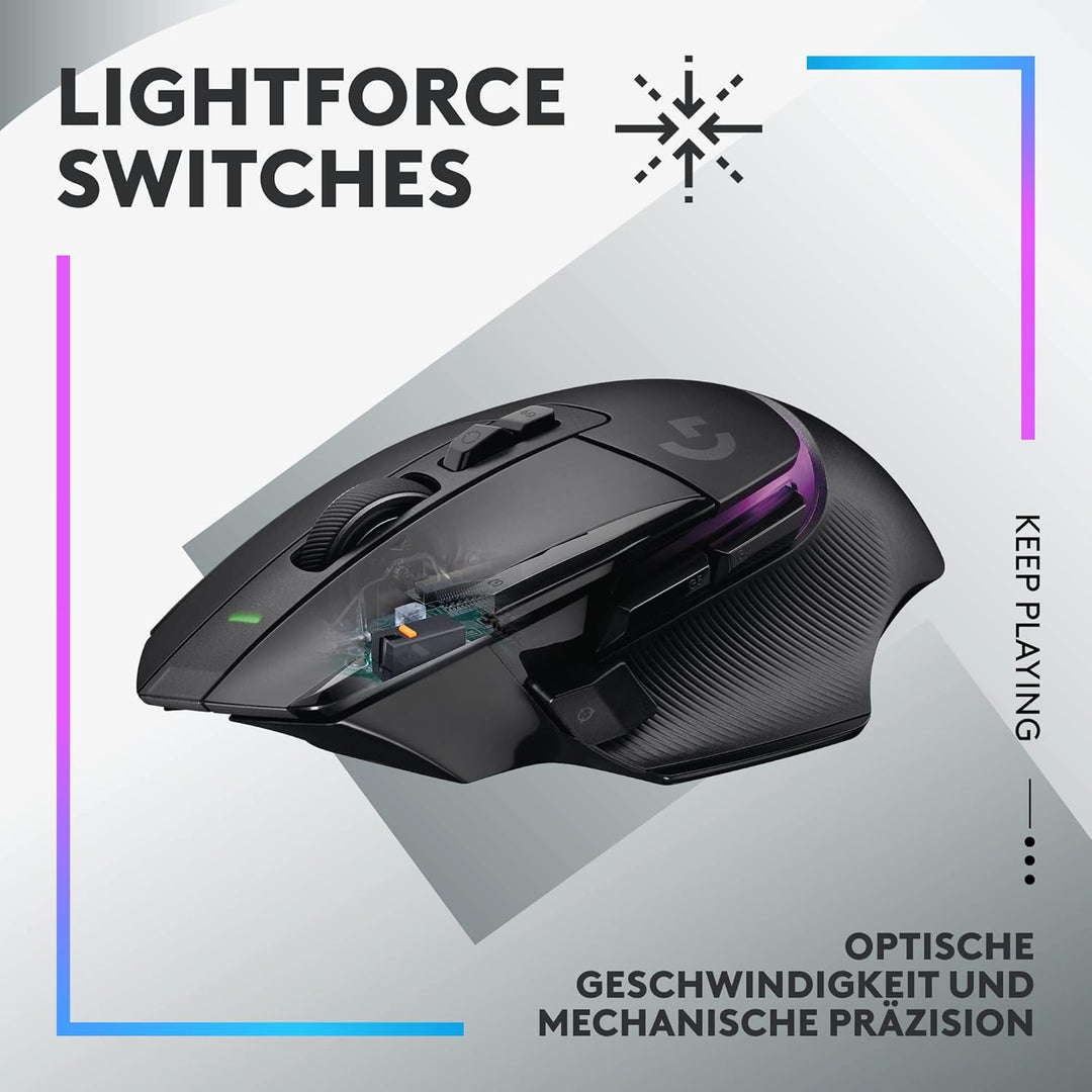 Logitech G502 X PLUS LIGHTSPEED Kabellose RGB-Gaming-Maus - Optische Maus mit LIGHTFORCE Hybridschal