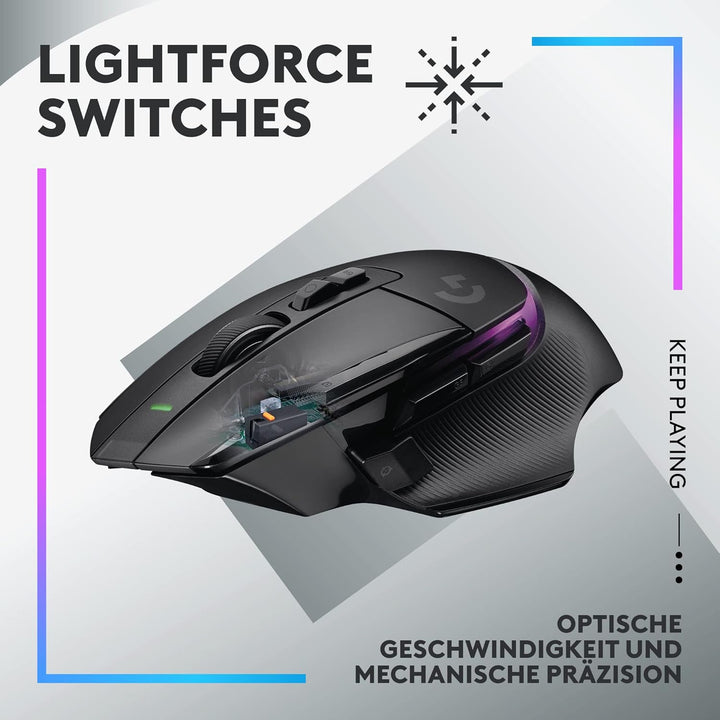 Logitech G502 X PLUS LIGHTSPEED Kabellose RGB-Gaming-Maus - Optische Maus mit LIGHTFORCE Hybridschal