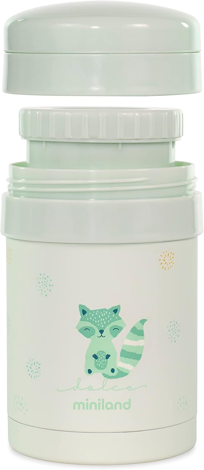 Miniland Thermetic Dolce Mint Isolierbehälter, 700 ml, doppelte Stahl-Isolierschicht mit zwei Innenb